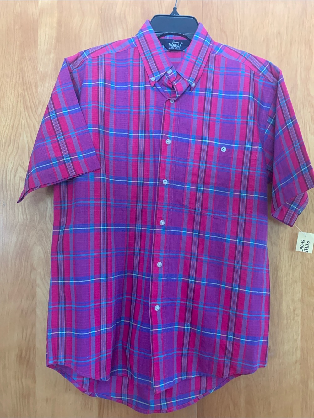 NWT Woolrich 100% Cotton Vintage 90s Plaid Button-Down Preppy Shirt sz M